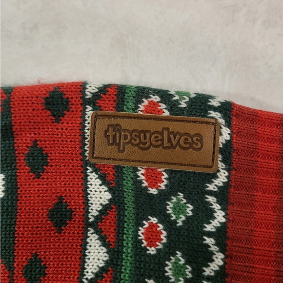 Tipsy Elves Red and Green Festive Corn Hole Sweater Ugly Christmas Sweater - Picture 6 of 8